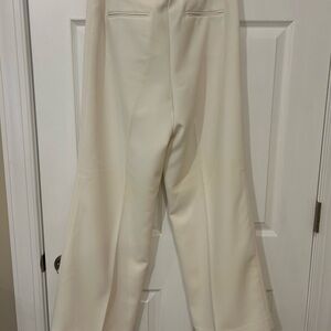 Ann Taylor Cream Trousers with Relaxed Fit and Elastic Waistband